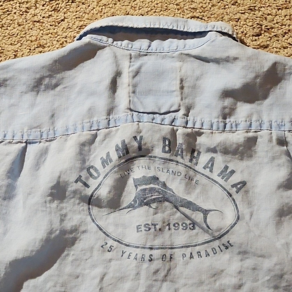 Tommy Bahama Shirt Mens XL Linen Light Blue Button-up Long Sleeves‎ - Picture 2 of 11